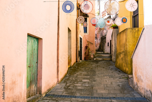 Fotografie Tortora village houses on cliff edge. Old town of Tortora, Italy,