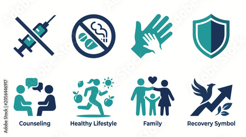 Vector health recovery and support icon set