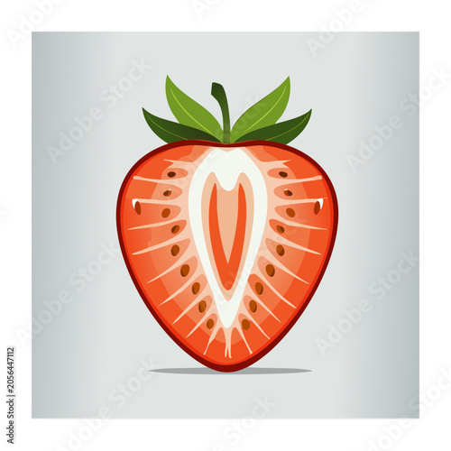Flat design illustration of a papaya with leaf