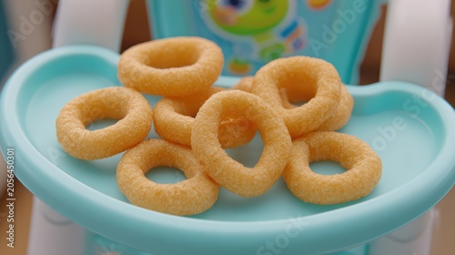 Ring cereal on a tray
