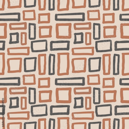 Terracotta and Charcoal Geometric Rectangle Seamless Pattern