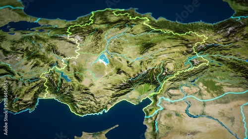 Digital GIS topographic map illustration of Andorra mountain terrain grid