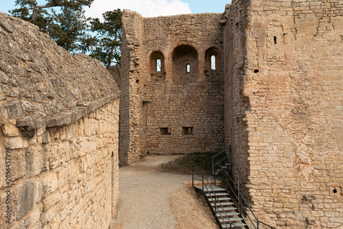 Interior Courtyard of Ancient Castle Ruins