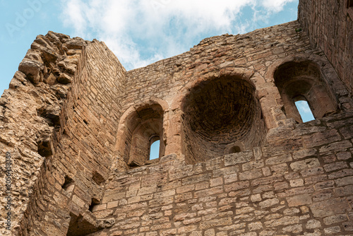 Medieval Stone Arches Inside Castle Ruins