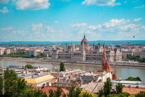 Panoramic aerial view of Budapest, Hungary seen from Fisherman's Bastion