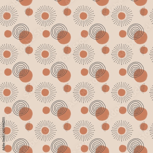 Abstract Terracotta Sunburst Seamless Geometric Pattern