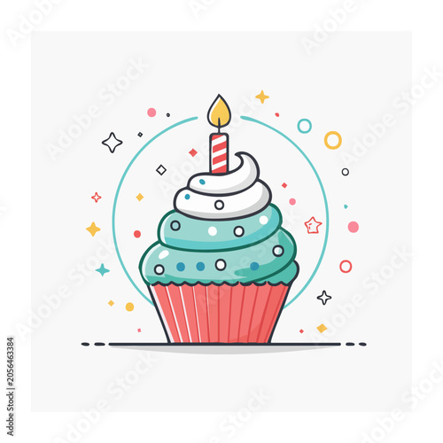 Flat design robot holding gift box with stars