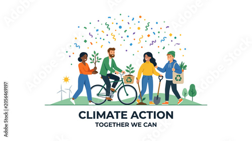 Konstfotografi Diverse people participating in environmental climate action community project