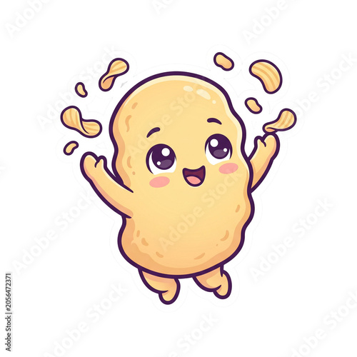 Happy Potato Chips Snack Mascot Character Celebrating With Joy Sticker Illustration