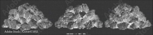 Fotografija Three crystalline structures are displayed on a black background for comparison