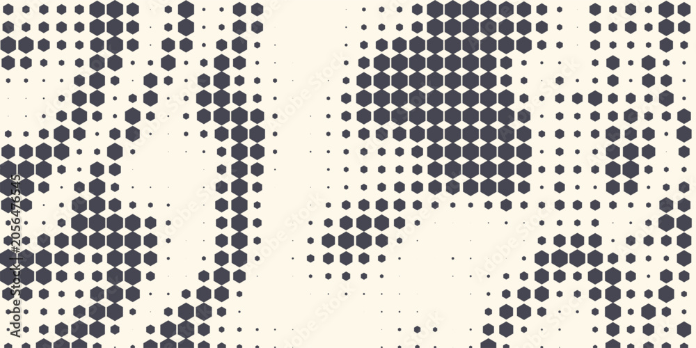 Fototapeta premium Hexagon Shapes Vector Abstract Geometric Technology Retrowave Sci-Fi Texture Isolated on Light Background. Halftone Hex Retro Simple Pattern. Eps10