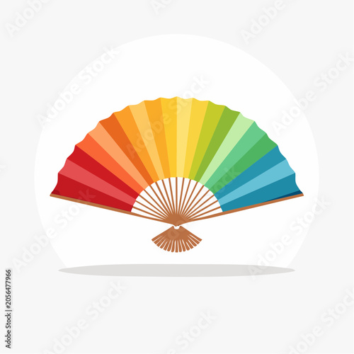 Rainbow Folding Fan
