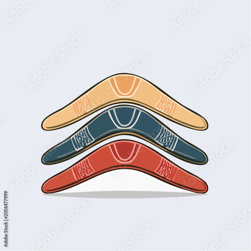 Three Boomerangs in Different Colors