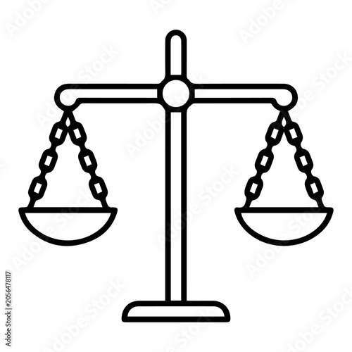 Foto Balanced justice scale icon illustration