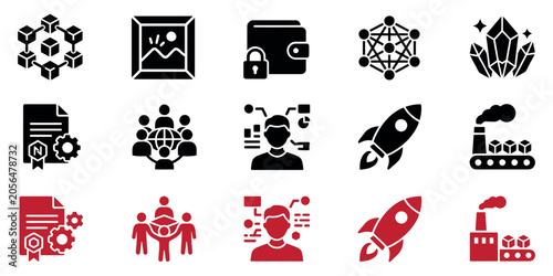 Bild auf Leinwand Editable vector illustration icon set for business technology and industry