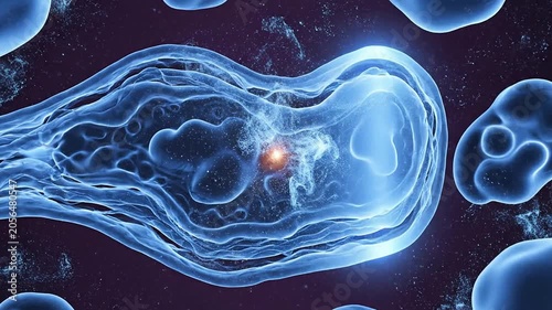 Abstract Breast Tissue Health Scan In Blue With Layered Cellular Structures Illustrating Medical Research Concept