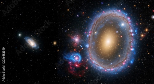 Vibrant Galaxy Cluster in Deep Space.