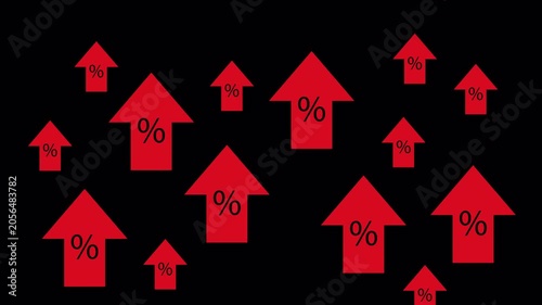 Percentage growth animation on black background