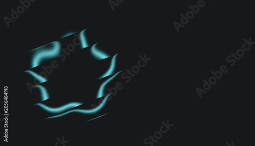 Abstract neon blue glitch frame with grainy texture on black background