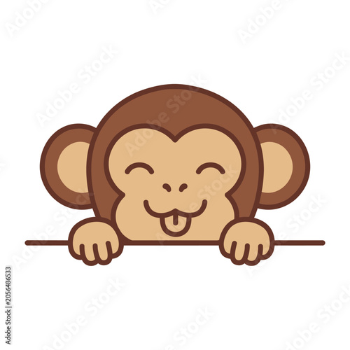 Photography Smiling monkey with tongue out.