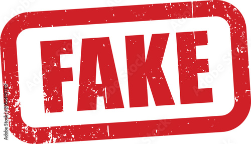 Quadro su tela Fake red rubber stamp vector, grunge textured alert warning mark isolated on whi