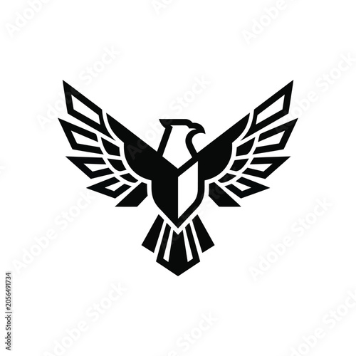 Black Eagle Logo, Heraldic Bird Symbol, Abstract Phoenix Emblem, Winged Icon