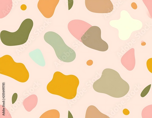 Colorful abstract shapes on beige background.
