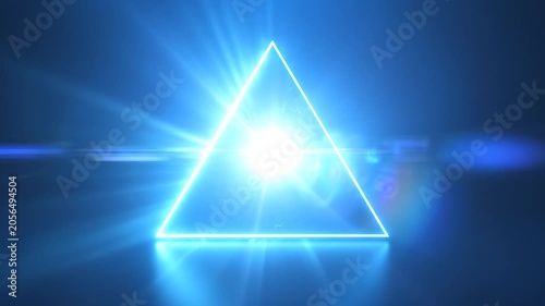 Glowing blue triangle with radiant light.