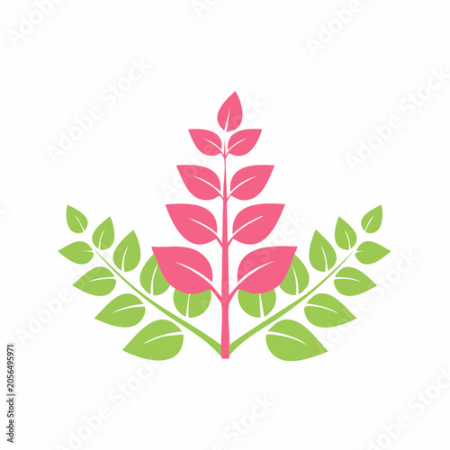 Stylized Pink and Green Leaves Emblem