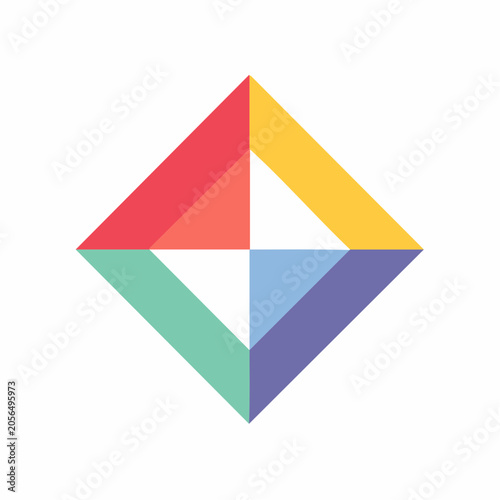 Abstract Geometric Diamond Shape with Four Colors