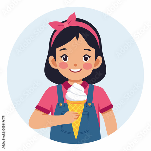 Cute Girl Holding an Ice Cream Cone