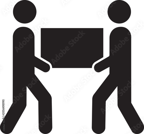 Teamwork And Collaboration Concept With Workers Carrying Box For Logistics And Shared Responsibility