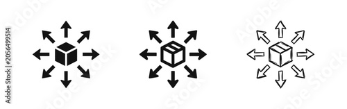 Bilde på lerret Global Shipping Icons Set Package Delivery and Logistics Symbols with Arrows