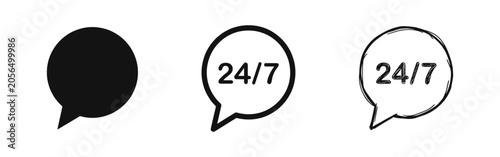 Foto 24/7 Customer Support Service Speech Bubble Icon Set - Solid, Outline, and Sketc