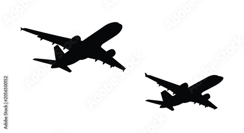 Photos Airplane Silhouette Against White Background Two Commercial Jetliners