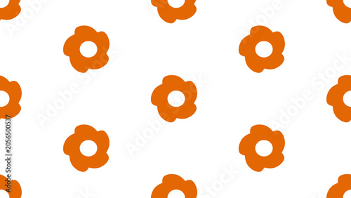 Bold seamless pattern featuring abstract orange flowers.