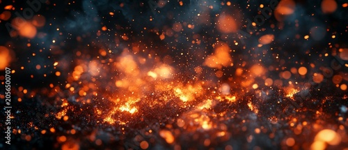 Glowing embers and sparks rise from a dark, burning ground as a dramatic background for themes of destruction, heat, and energy.