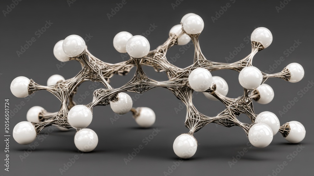 Obraz premium Cluster of white balls arranged aesthetically to illustrate emotion radius node concept in modern visual art