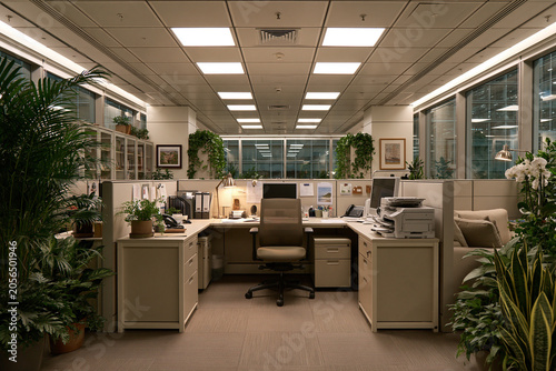 Office space with plants and natural light during working hours
