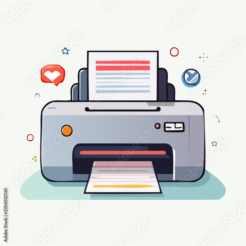 Modern Flat Illustration of a Printer