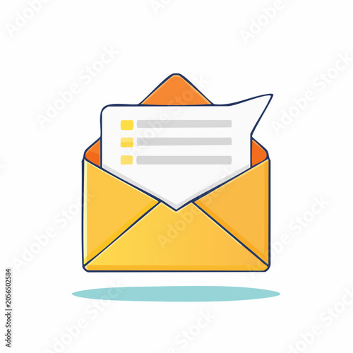 Open Envelope with Document and Bullet Points