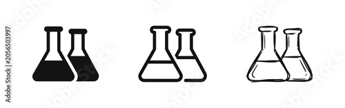 Bild auf Leinwand Laboratory flask beaker icon set, science chemistry and medical research concept