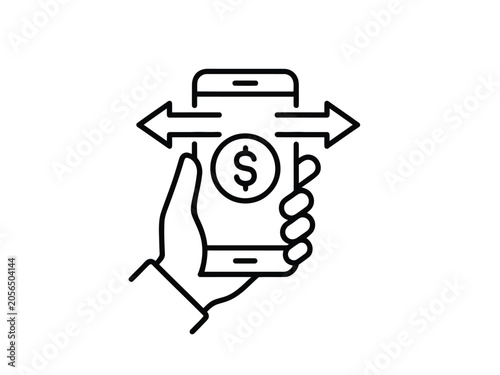 Εκτύπωση καμβά Mobile money transfer vector icon