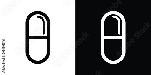 Valokuva Vertical medical capsule pill vector icon