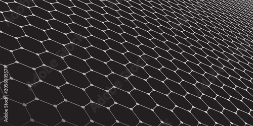 Black background. Dark hexagon carbon fiber texture. Navy blue honeycomb metal texture steel background. Web design template vector illustration EPS 10.