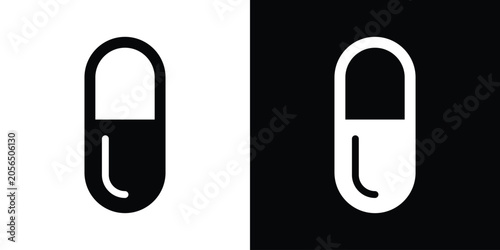 Obraz na plátně Vertical medical capsule pill vector icon
