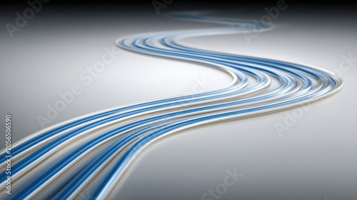 Blue and white road illustration depicting generative offer stream concept for dynamic offers and promotions