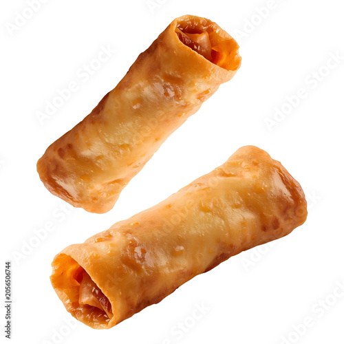 a crispy golden-brown spring roll on transparent background