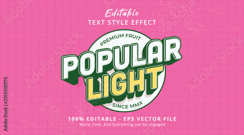 Popular light style effect, editable text effect