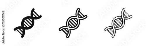 Foto DNA Double Helix Icon Set - Genetic Biology Symbol Vector in Solid, Outline, and